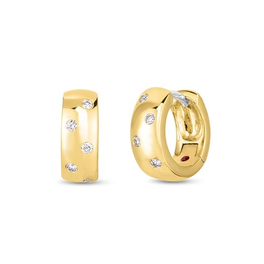 Roberto Coin Diamond by the Inch 18K Yellow Gold Wide Huggie Earrings with Diamonds