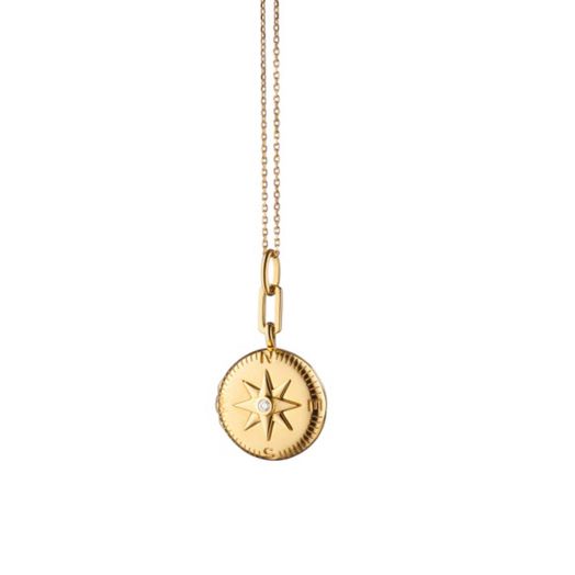 Golden compass locket necklace