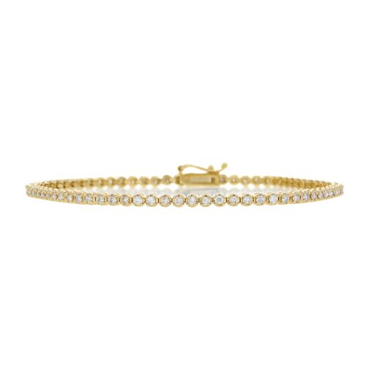 yellow gold tennis bracelet with round cut diamonds