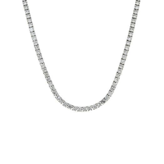 white gold diamond tennis necklace with round-cut diamonds