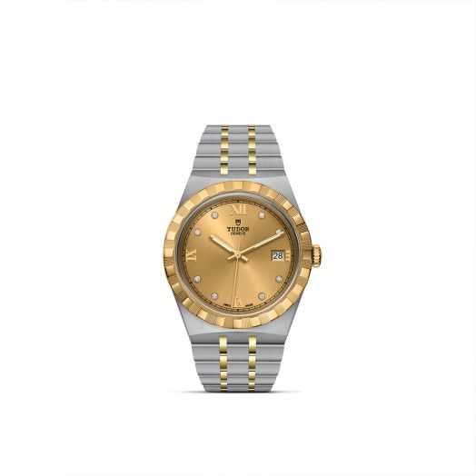 TUDOR Royal, 38MM Diamond-Set Champagne-Color Dial, Steel and Yellow Gold Bracelet