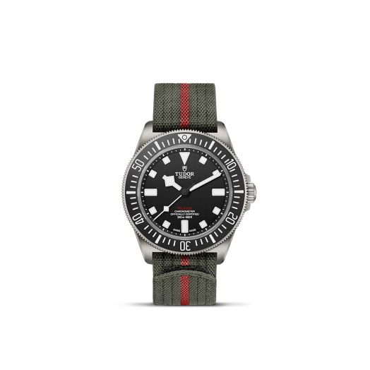 TUDOR Pelagos FXD, 42MM Black Matte Dial, Forest Green and Red Fabric Strap