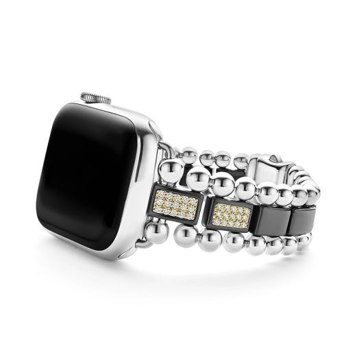LAGOS Smart Caviar Black Ceramic Half Diamond 38mm Watch Bracelet
