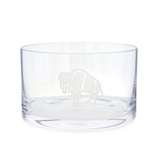 glass bowl with buffalo etching