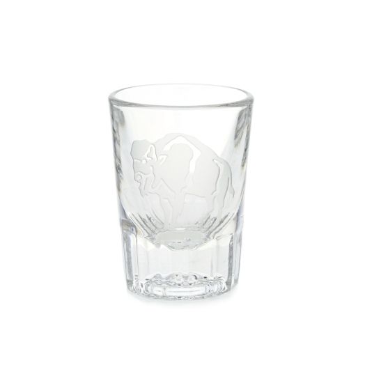 glass shot glass with standing buffalo etching